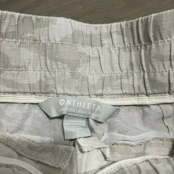 ATHLETA CABO TIDE LINEN JOGGER SIZE 0 IN NEUTRAL CAMO - Picture 6 of 8